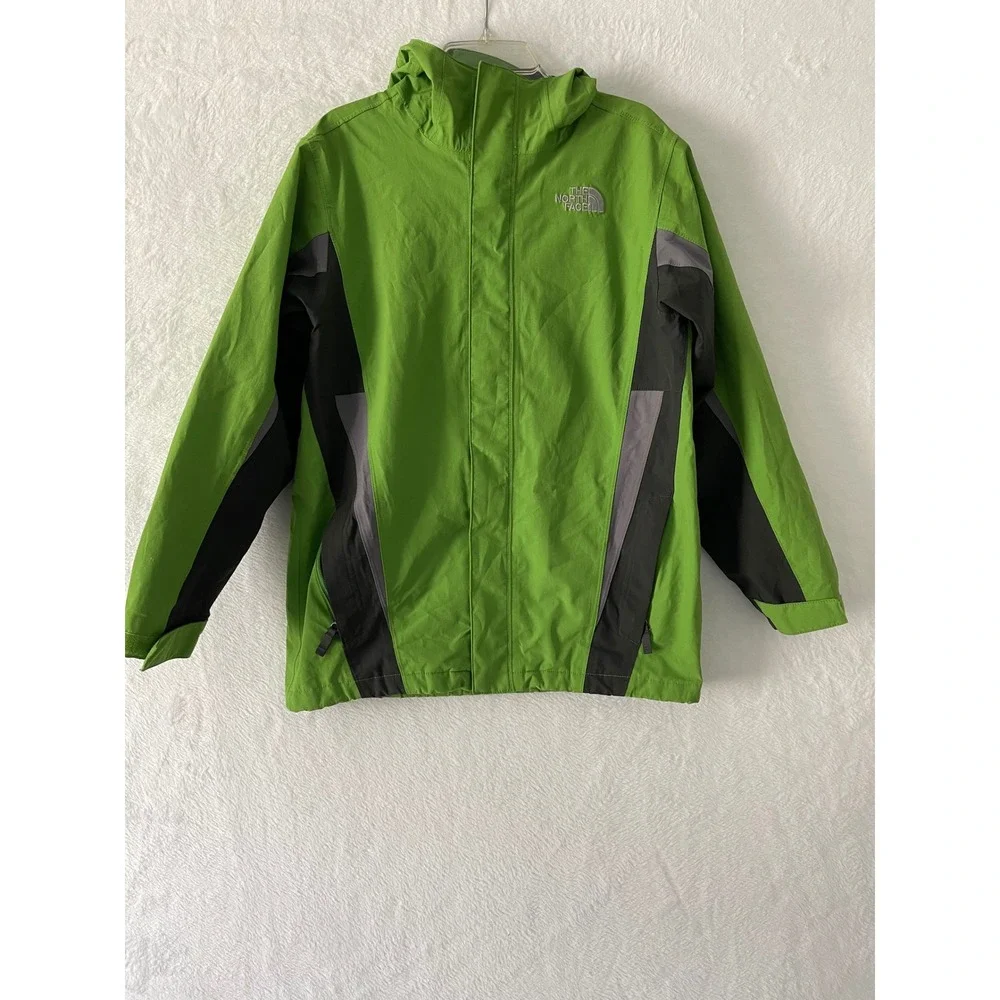 The North Face Hyvent Hooded Windbreaker Jacket Green Black Boys XL Sz 16